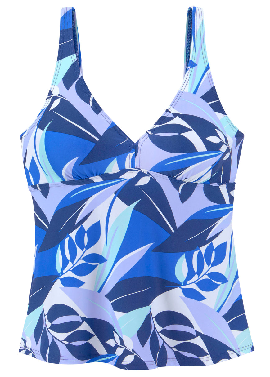 Triangle Halter Tankini Top - Blue & White Tropic – VENUS
